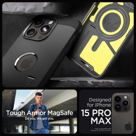 Spigen iPhone 15 Pro Max Cover Tough Armor MagFit Sort