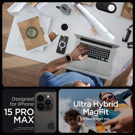 Spigen iPhone 15 Pro Max Cover Ultra Hybrid MagFit Hvid