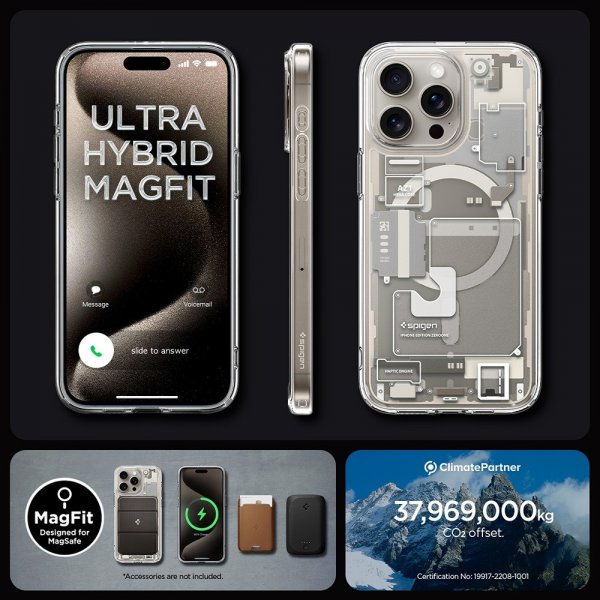 Spigen iPhone 15 Pro Max Cover Ultra Hybrid Zero One MagFit Natural Titanium