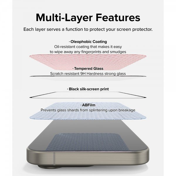 Ringke iPhone 15 Pro Max Skærmbeskyttelse Easy Slide 2-pak