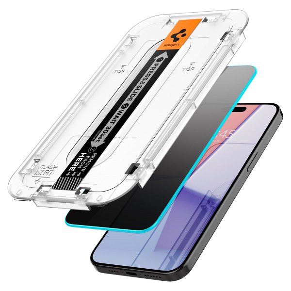 Spigen iPhone 15 Pro Max Skærmbeskyttelse GLAS.tR EZ Fit Privacy 2-pak