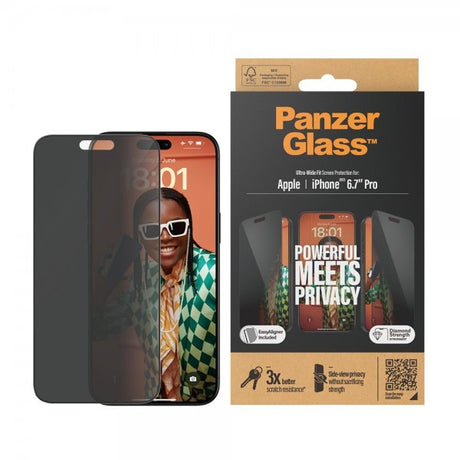 PanzerGlass iPhone 15 Pro Max Skærmbeskytter Ultra-Wide Fit Privacy EasyAligner