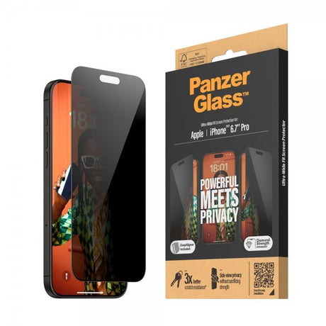 PanzerGlass iPhone 15 Pro Max Skærmbeskytter Ultra-Wide Fit Privacy EasyAligner