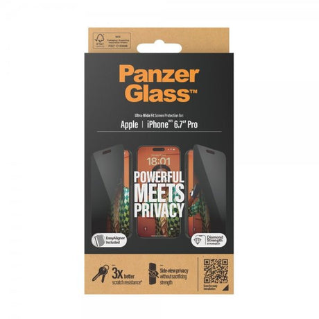 PanzerGlass iPhone 15 Pro Max Skærmbeskytter Ultra-Wide Fit Privacy EasyAligner