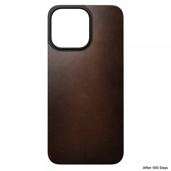 Nomad iPhone 15 Pro Max Skin Magnetic læderbagside Horween Rustic Brown