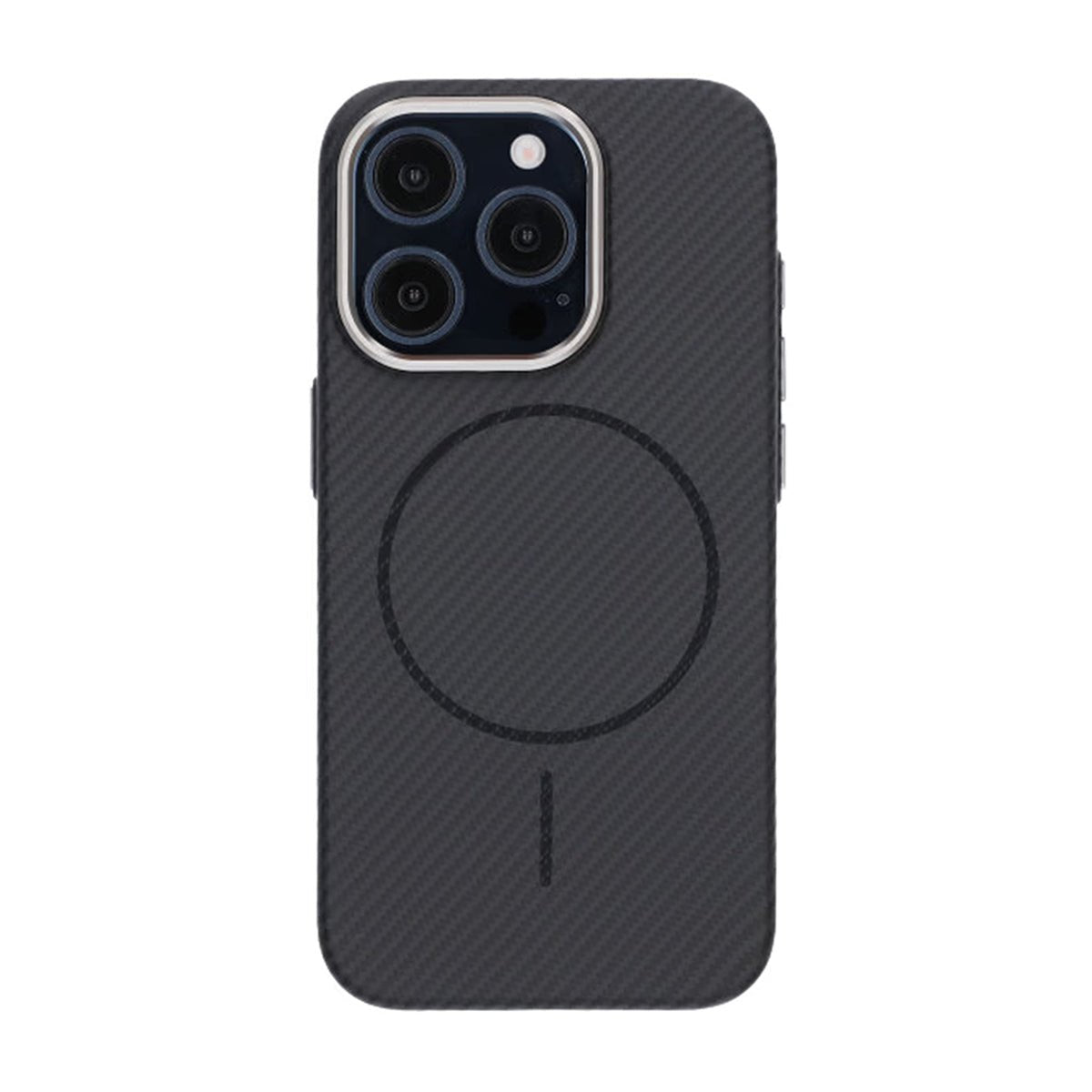 iPhone 15 Pro Cover med kulfibermønster MagSafe Sort