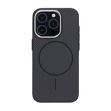 iPhone 15 Pro Cover med kulfibermønster MagSafe Sort