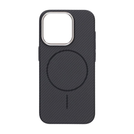 iPhone 15 Pro Cover med kulfibermønster MagSafe Sort