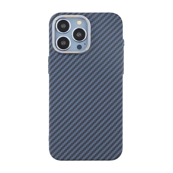 iPhone 15 Pro Cover Kulfibermønster Blå