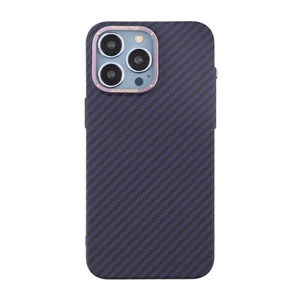 iPhone 15 Pro Cover Kulfiber Mønster Lilla