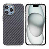 iPhone 15 Pro Cover Kulfiber Mønster Sort