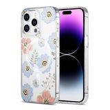 iPhone 15 Pro Cover Blomstret mønster MagSafe Rød Blå