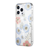 iPhone 15 Pro Cover Blomstret mønster MagSafe Rød Blå