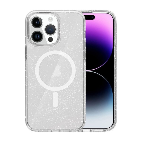 iPhone 15 Pro Cover Glitter Stødsikkert Gennemsigtigt