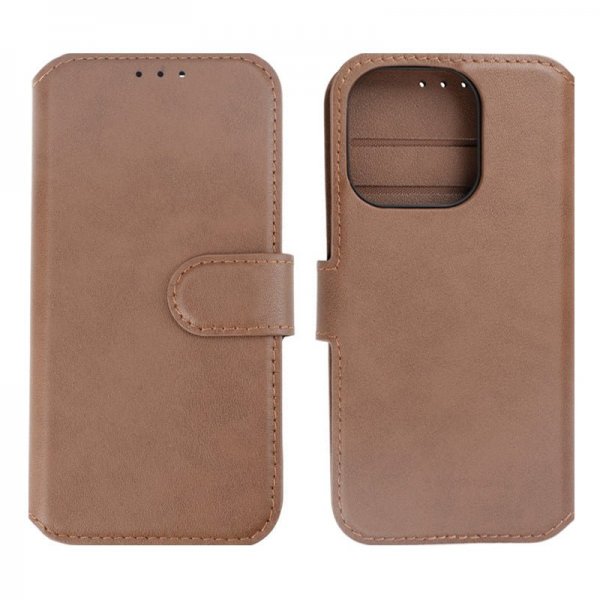 Rvelon iPhone 15 Pro Cover Ægte Læder Brun