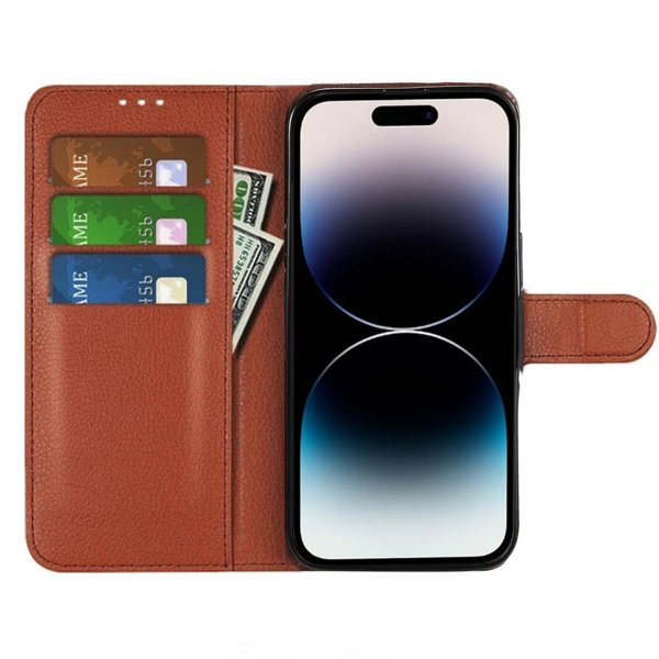 iPhone 15 Pro Cover med Støtteben Brun