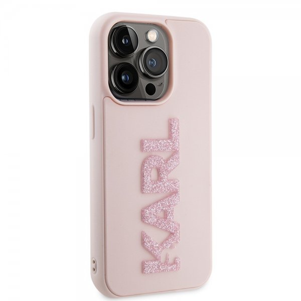 Karl Lagerfeld iPhone 15 Pro Cover 3D Rubber Karl Pink