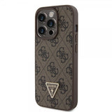 Guess iPhone 15 Pro Cover 4G Metal Triangle Strass Brun