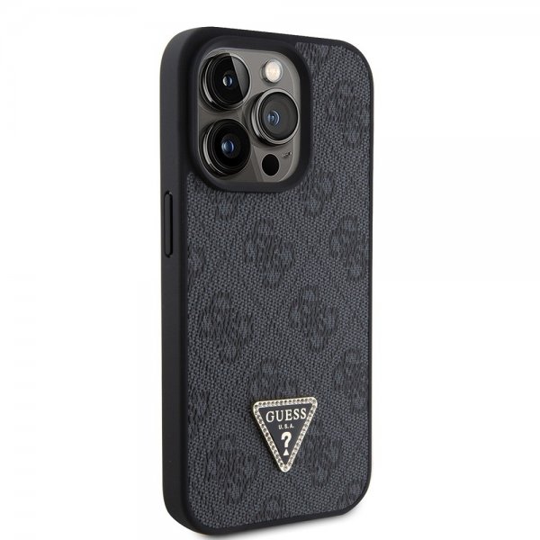 Guess iPhone 15 Pro Cover 4G Metal Triangle Strass Sort
