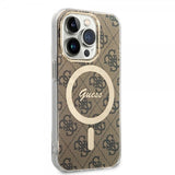 Guess iPhone 15 Pro Cover 4G Pattern MagSafe Brun