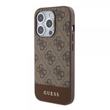 Guess iPhone 15 Pro Cover Bottom Stripe MagSafe Brun