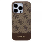 Guess iPhone 15 Pro Cover Bottom Stripe MagSafe Brun