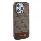 Guess iPhone 15 Pro Cover Bottom Stripe MagSafe Brun