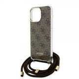 Guess iPhone 15 Pro Cover Crossbody Cord Brun
