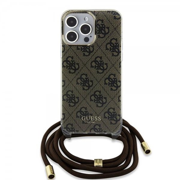 Guess iPhone 15 Pro Cover Crossbody Cord Brun
