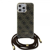 Guess iPhone 15 Pro Cover Crossbody Cord Brun