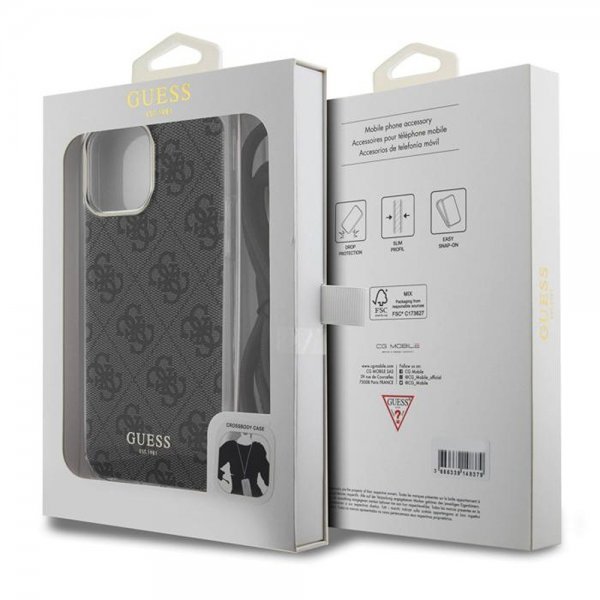 Guess iPhone 15 Pro Cover Crossbody Cord Sort
