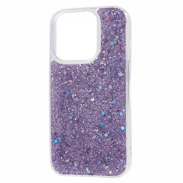 iPhone 15 Pro Cover Glitterpaljetter Lilla