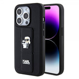 Karl Lagerfeld iPhone 15 Pro Cover Grip Stand Funktion Sort