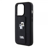 Karl Lagerfeld iPhone 15 Pro Cover Grip Stand Funktion Sort