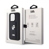 Karl Lagerfeld iPhone 15 Pro Cover Grip Stand Funktion Sort