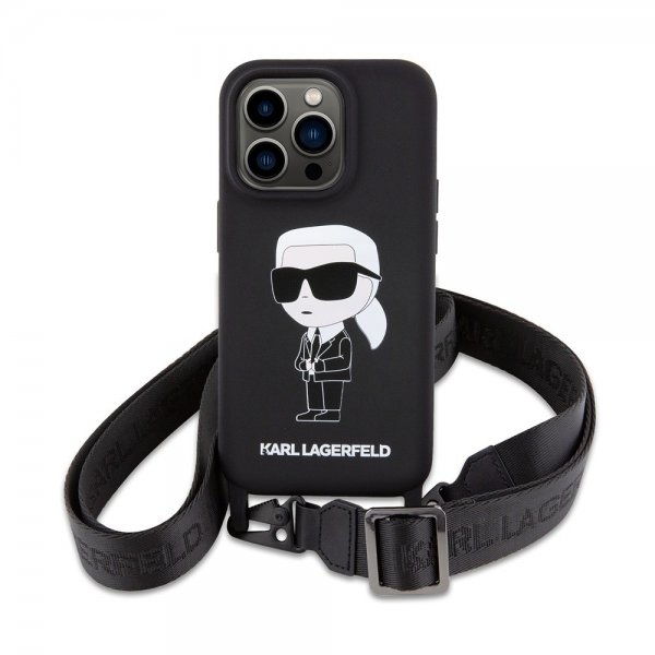 Karl Lagerfeld iPhone 15 Pro Cover Ikonik Crossbody Sort
