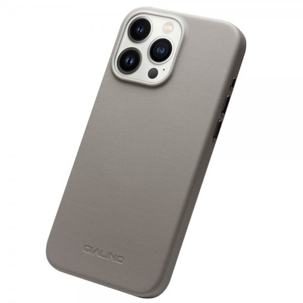 Qialino iPhone 15 Pro Cover Kunstlæder MagSafe Grå