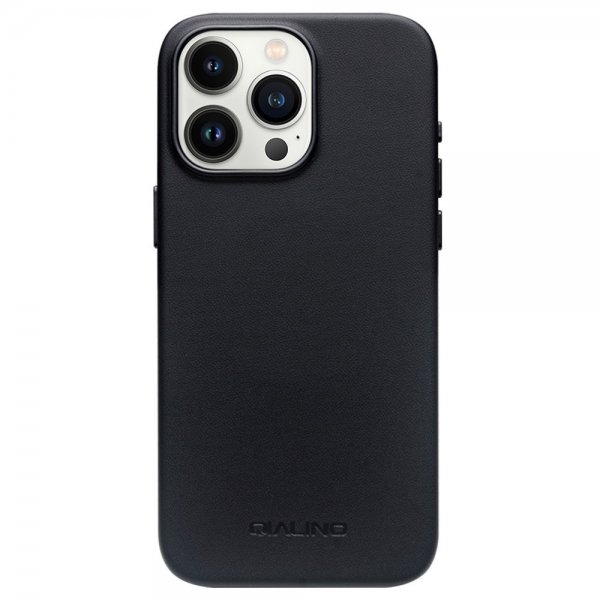 Qialino iPhone 15 Pro Cover Kunstlæder MagSafe Sort