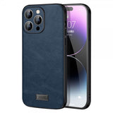 Sulada iPhone 15 Pro Cover Lædertekstur Blå