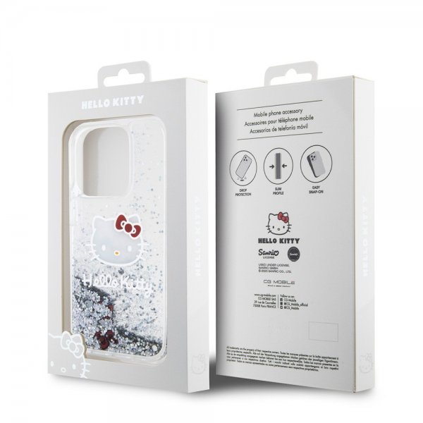 Hello Kitty iPhone 15 Pro Cover Liquid Glitter Translucent