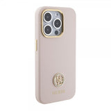 Guess iPhone 15 Pro Cover Liquid Silicone Metal Logo Rosa