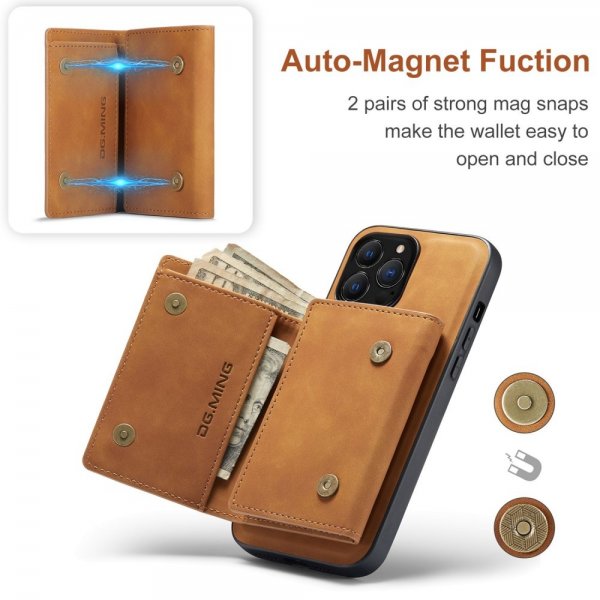 Dg.Ming iPhone 15 Pro Cover M1 Series Aftagelig Kortholder Brun