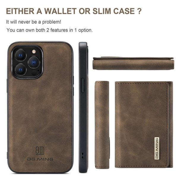 Dg.Ming iPhone 15 Pro Cover M1 Series Aftagelig Kortholder Kaffe