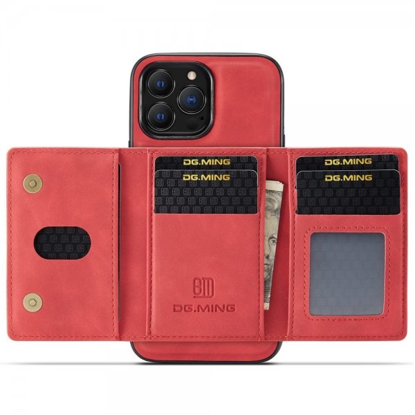 Dg.Ming iPhone 15 Pro Cover M2 Series Aftagelig Kortholder Rød