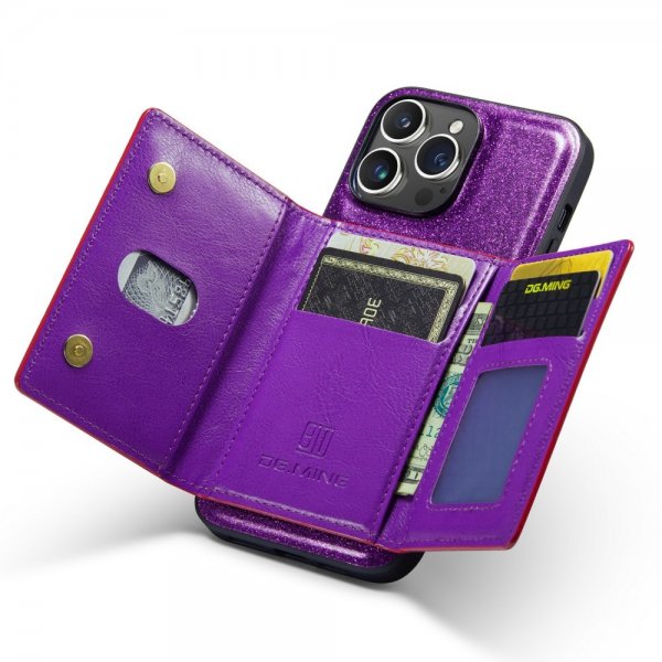 Dg.Ming iPhone 15 Pro Cover M3 Series Aftagelig Kortholder Glimmer Lilla