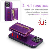 Dg.Ming iPhone 15 Pro Cover M3 Series Aftagelig Kortholder Glimmer Lilla