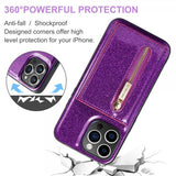 Dg.Ming iPhone 15 Pro Cover M3 Series Aftagelig Kortholder Glimmer Lilla