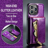 Dg.Ming iPhone 15 Pro Cover M3 Series Aftagelig Kortholder Glimmer Lilla