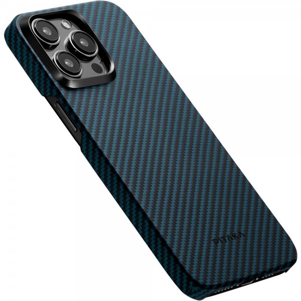Pitaka iPhone 15 Pro Cover MagEZ Case 4 Sort/Blå Twill