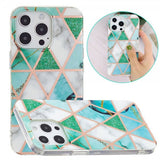 iPhone 15 Pro Cover Marmormønster Grøn Hvid